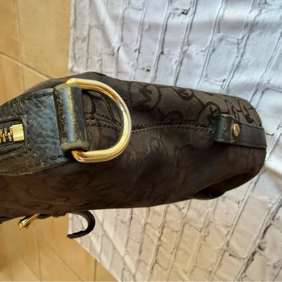 Michael Kors BEDFORD Small Satchel MK Monogram Jacquard Black Y2k Tote Logo - Picture 15 of 16